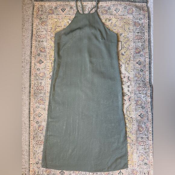 Soprano High Neck Shift Midi Dress in Sage Green Women’s size Small Racer Back - Picture 2 of 8
